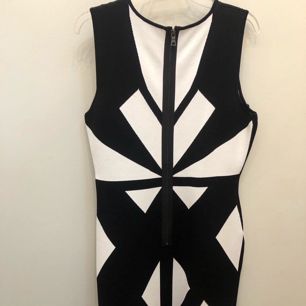 Black and White Geometric Mini Bodycon Dress